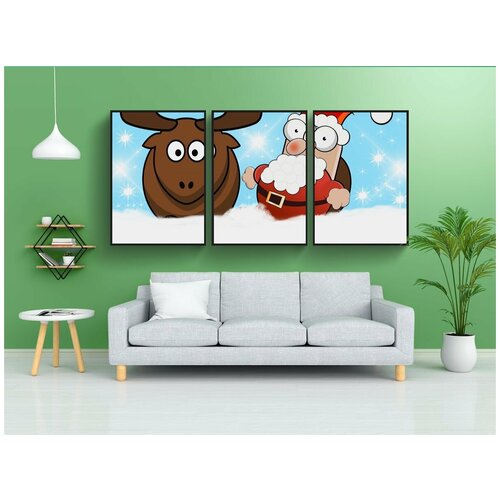 фото Набор модулных постеров для интерьера "дед мороз, рождество, зима" 60x90 см. в тубусе, без рамки lotsprints