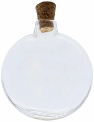 AR1338 Бутылочка круглая плоская стеклянная с пробковой крышечкой 3,8*3,8 см, 4 шт/упак