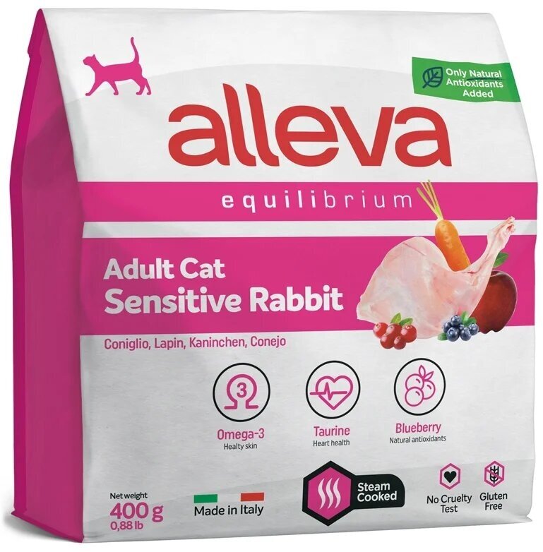Сухой корм для кошек Alleva Equilibrium Sensitive, при чувствительном пищеварении, с кроликом 400 г
