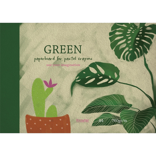 Kroyter Альбом для рисования пастелью А4 10л, блок зеленый 760 гр/м, 7538