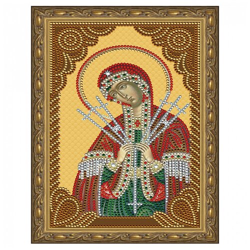 Картина 5D мозаика с нанесенной рамкой Molly арт. KM0807 Семистрельная Божия Матерь (11 цветов) 20х30 см