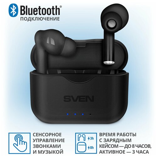 Беспроводные внутриканальные наушники с микрофоном E-702BT, чёрный (Bluetooth, TWS)