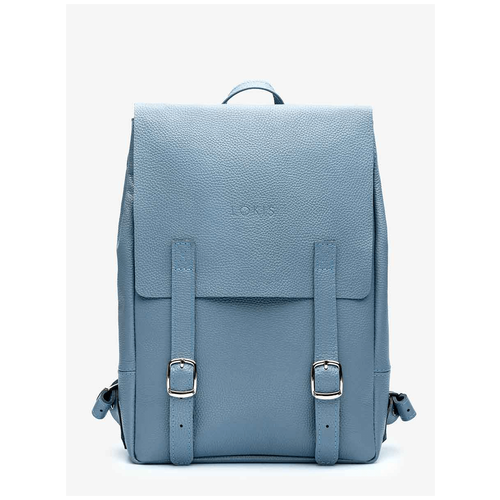 Серо-синий рюкзак кожаный с отделением для ноутбука