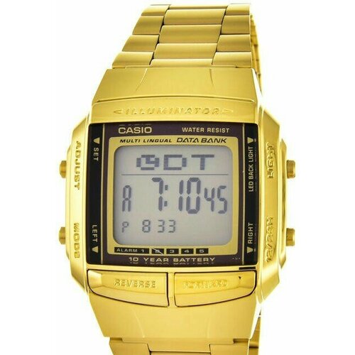 casio men s data bank water resistant digital watch db 360g 9a 38 mm gold Наручные часы CASIO Collection DB-360G-9A, черный, золотой