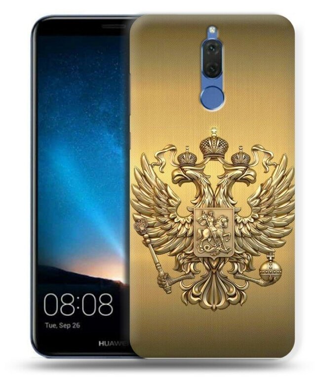 Дизайнерский силиконовый чехол для Хуавей Нова 2i/Мате 10 Лайт / Huawei Nova 2i Флаг и герб России