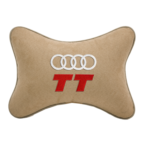 Подушка на подголовник алькантара Beige с логотипом автомобиля AUDI TT