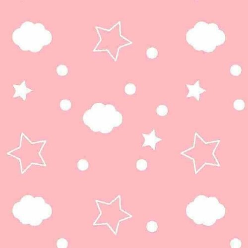 Ткань для пошива детских пеленок Фланель дет Т 90 б/з 0593_2, шир. 90см, рулон 60 метров, Звёзды на розовом, 117122