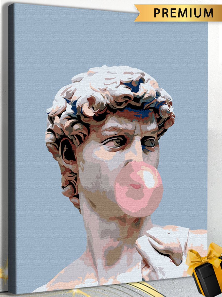 Картина по номерам Давид с жвачкой / David with gum холст на подрамнике 40*50