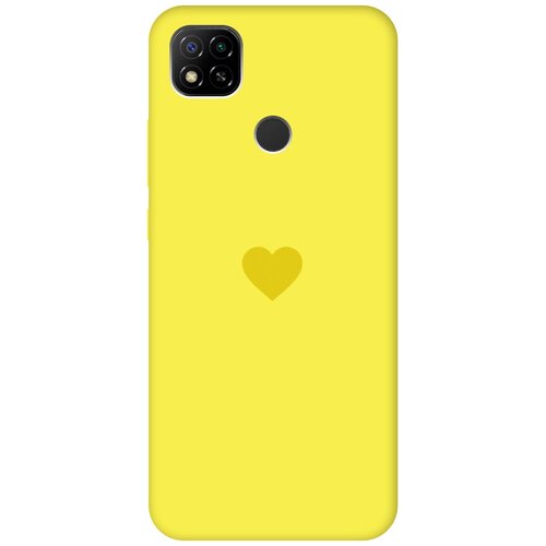 фото Силиконовая чехол-накладка silky touch для xiaomi redmi 9c с принтом "heart" желтая gosso