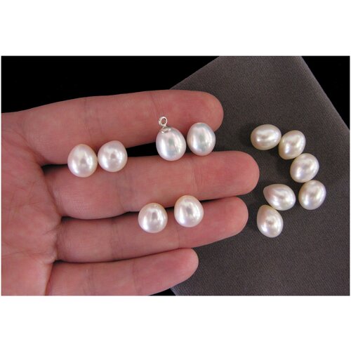 Жемчуг натуральный полусверленный Pear White 10,5-11 мм.