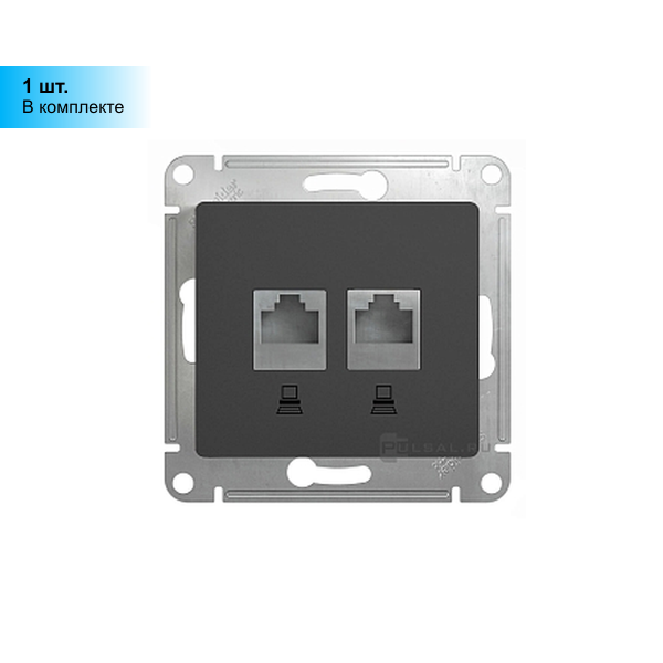 Розетка компьютерная 2-м Glossa RJ45 кат.5E механизм антрацит SE GSL000785KK - фотография № 3