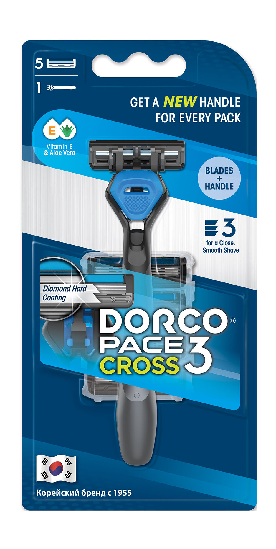 DORCO Станок для бритья Dorco Pace 3 Cross 5 сменных кассет