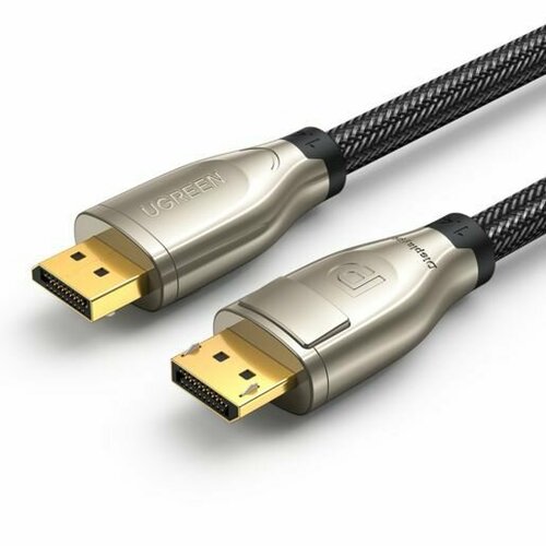 Кабель UGREEN DP112 (60843) 1.4 DP M/M Round Cable Zinc Alloy Shell в оплетке. Длина 2 м. Цвет: черный dp cable 8k 4k 144hz 165hz display port 1 4 cable monitor displaypor cable dp1 2 adapter video meta transport game graphics car