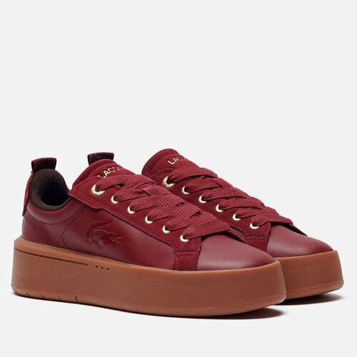 Кроссовки LACOSTE Carnaby Platform Colourblock Leather, натуральная кожа, размер 36, красный