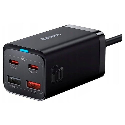 Зарядный комплект Baseus GaN3 Pro Desktop Fast Charger 2C+2USB, 65 Вт, EU, черный зарядный комплект baseus gan3 pro desktop fast charger 2c 2usb 65 вт eu черный