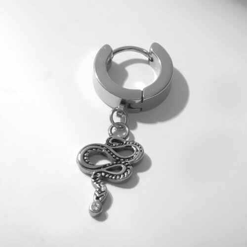 Серьги , размер/диаметр 13 мм, серебряный кольцо змея извивающаяся цвет белый в серебре безразмерное