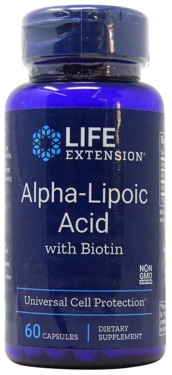 Alpha-Lipoic Acid with Biotin 250 мг (Альфа-Липоевая кислота с Биотином) 60 капсул (Life Extension)