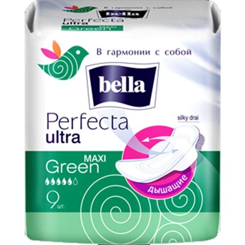 bella ультратонкие прокладки perfecta ultra night 7 шт bella гигиенические прокладки Прокладки bella perfecta ultra maxi green 8шт