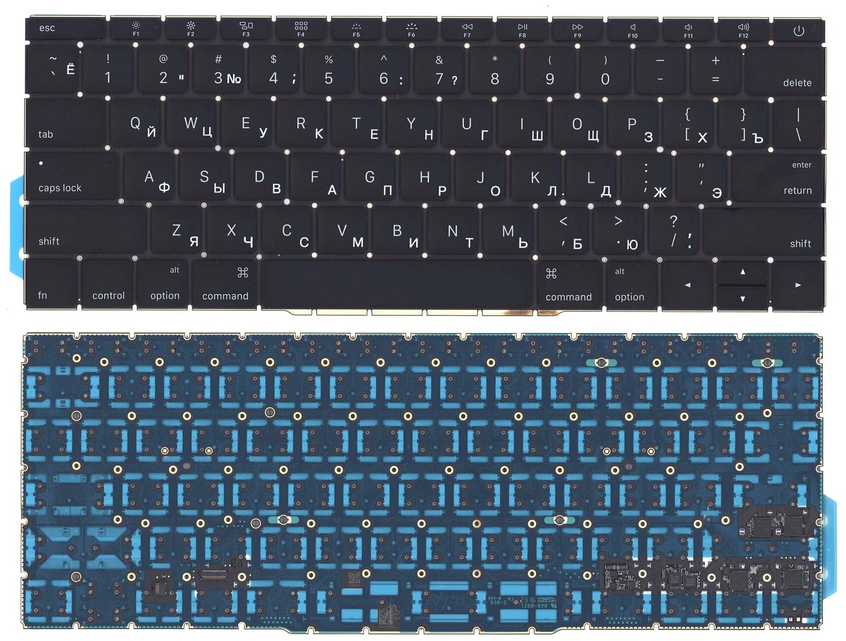 Клавиатура для ноутбука Apple MacBook A1708, Late 2016 - Mid 2017 черная, плоский Enter