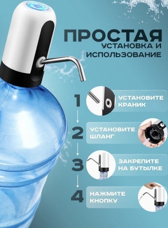 Автоматический дозатор для питьевой бутылки 18, 19, 20 литров AUTOMATIC/Помпа электрическая для воды - фотография № 7