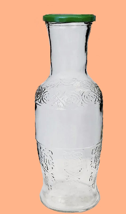 Стеклянная Бутылка Твист офф "Дилия" с рисунком. Для сока/Компота, 1литр, с крышкой