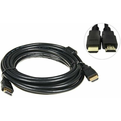Кабель соединительный аудио-видео PREMIER 5-813, HDMI (m) - HDMI (m) , ver 1.4, 5м, GOLD, ф/фильтр, черный кабель аудио hdmi m hdmi m ver 1 4 5м gold ф фильтр