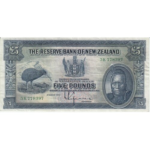Новая Зеландия 5 фунтов 1934 г. гебауэр бруни гюи стефан новая зеландия путеводитель