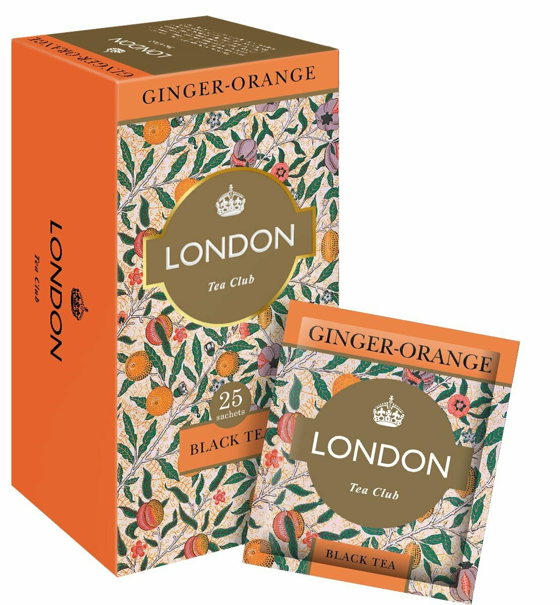 Чай ТМ London Tea Club "Ginger-Orang" с ароматом "Имбиря и Апельсина" 25 пакетиков 2 пачки