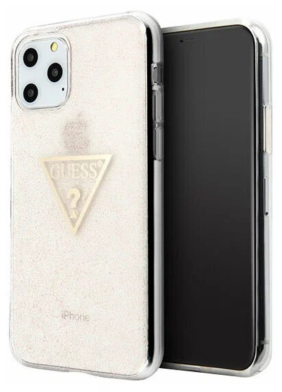 Чехол Guess Triangle logo Hard Glitter для iPhone 11 Pro, розовый