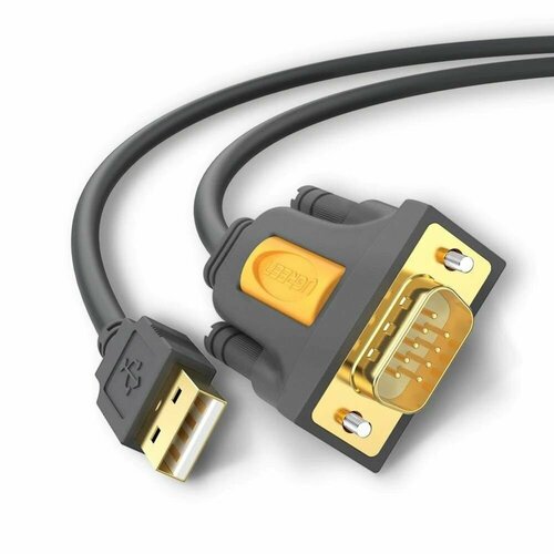 UGREEN Кабель UGREEN CR104-20211; USB-А 2.0 to DB9 RS-232, 1.5m Black кабель ugreen cr104 20211 usb 2 0 a to db9 rs 232 male adapter cable длина 1 5м цвет темно серый