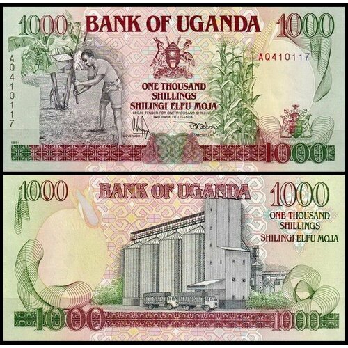 Уганда 1000 шиллингов 1991 (UNC Pick 34) уганда 50 шиллингов 1985 г дамба овен фолз unc