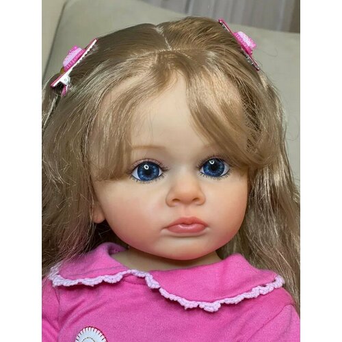 Кукла реборн NPK Doll 55 см виниловая. Кукла-пупс, волосы ниже плеч, прошиты.