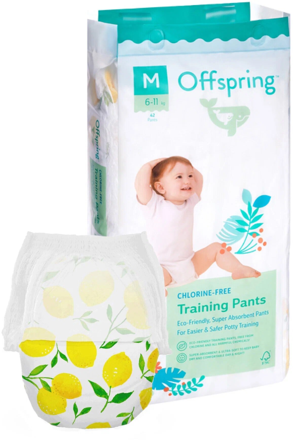 Подгузники-трусики Offspring "Лимоны" M, 6-11кг, 42шт. - фото №3