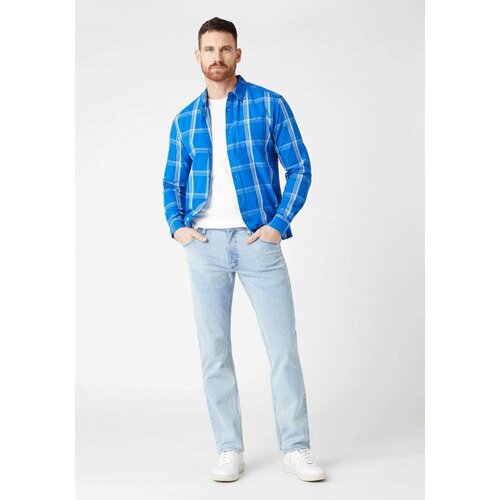 Джинсы Wrangler, размер W32/L32, голубой джинсы скинни uniqlo прилегающие стрейч размер w32 l32 голубой