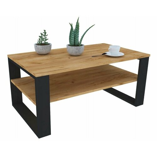 Журнальный столик Интериория Лофт JS-002 92*53*45 Дуб Крафт золотой/Черный