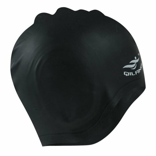 Шапочка для плавания E41551 силиконовая, анатомическая, черная шапочка для плавания силиконовая bigswim черная