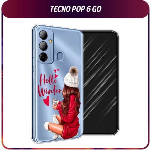 Силиконовый чехол на Tecno Pop 6 Go / Текно Поп 6 Гоу Hello winter, прозрачный силиконовый чехол на tecno pop 6 go текно поп 6 гоу синяя снежная гора прозрачный