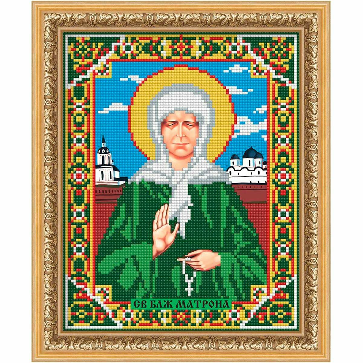 Алмазная мозаика 'Икона Матрона', 22*28 см, Алмазная живопись