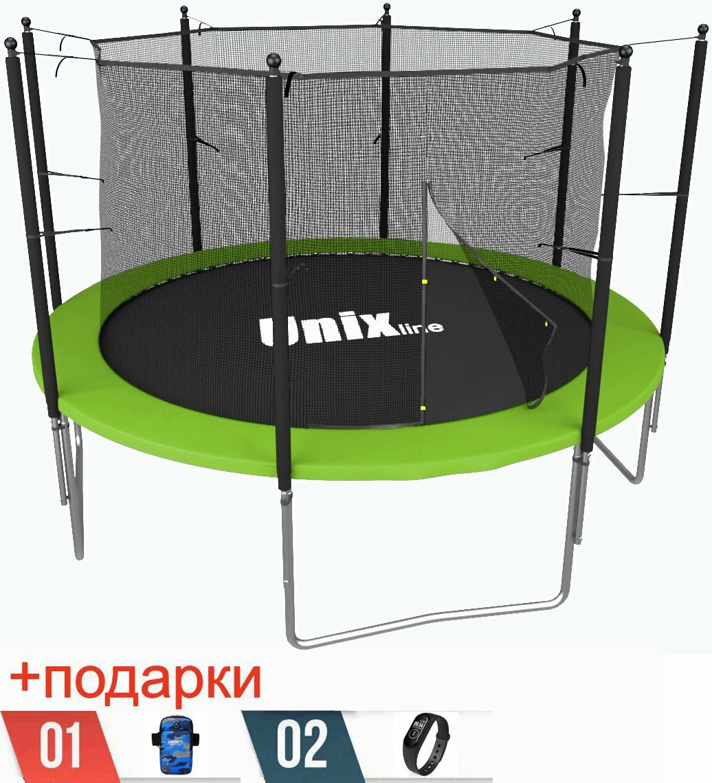 Каркасный батут UNIX Line Simple 8 ft Green (inside) 244х244х241 см + аксессуары