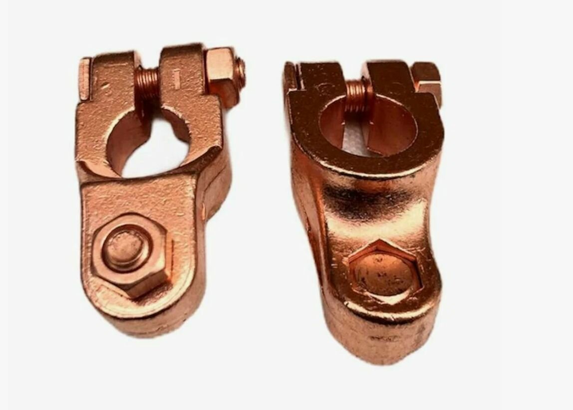 фото Клеммы АКБ медные (к-т 2 шт, + болт сверху)