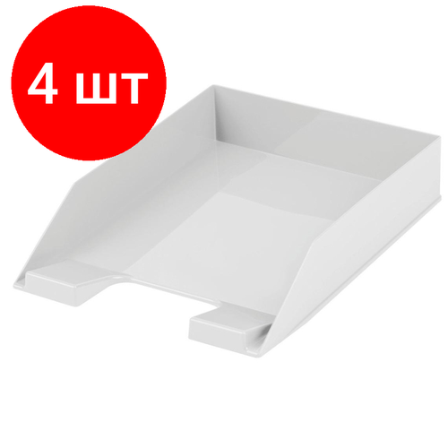 Комплект 4 штук, Лоток для бумаг горизонтальный СТАММ Фаворит белый ЛТГ-30501