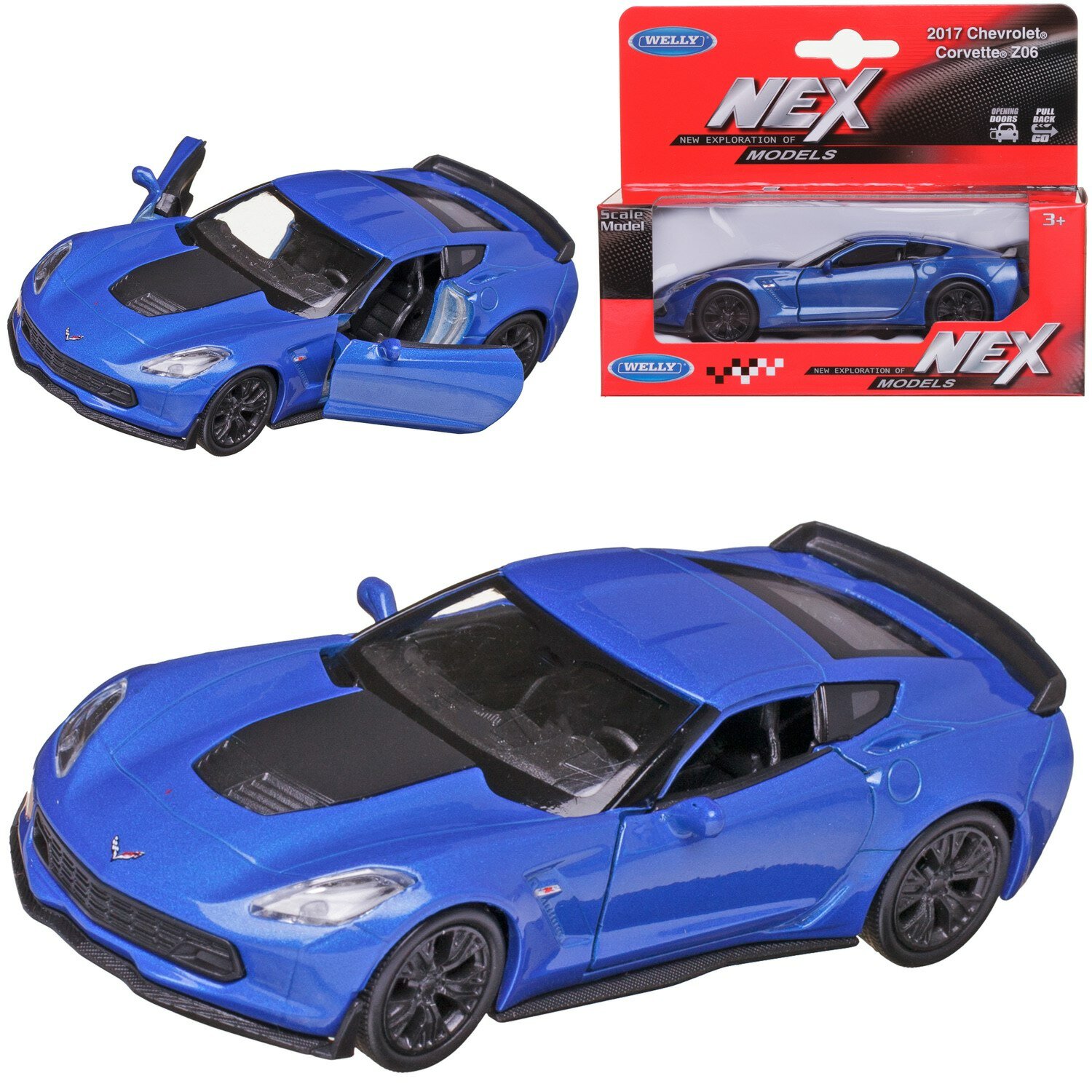 Машинка Welly 1:38 2017 CHEVROLET CORVETTE Z06 синяя 43752W/синяя