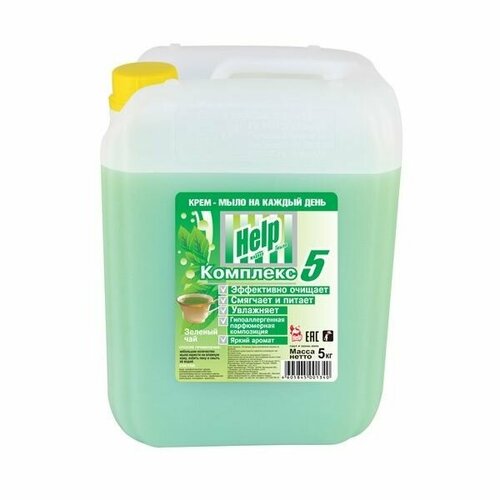 Мыло жидкое (канистра 5л) HELP Комплекс-5 Зеленый чай мыло жидкое help зеленый чай 5000мл канистра 4шт