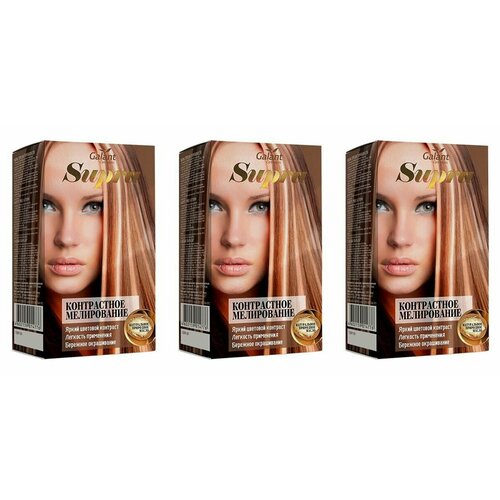 Галант Косметик Краска Супра контрастное мелирование, с маслом, шелком и бальзамом, 180 г, 3 шт.