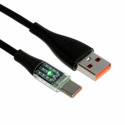 Кабель 3 А Type-C - USB прозрачный TPE оплётка 1 м чёрный 422₽