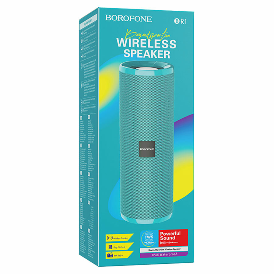 Портативная колонка BOROFONE BR1 Beyond sportive, Bluetooth, бирюзовый