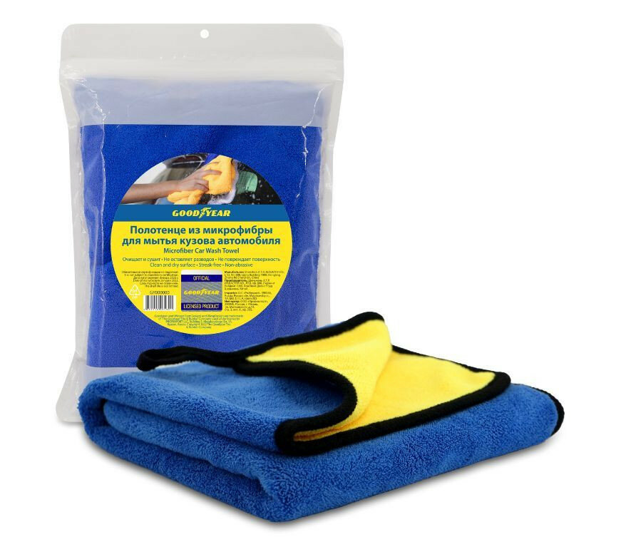 Салфетка для автомобиля (GOODYEAR GY000004 полотенце из микрофибры для мытья кузова автомобиля 40x60 см (600 г/м2))