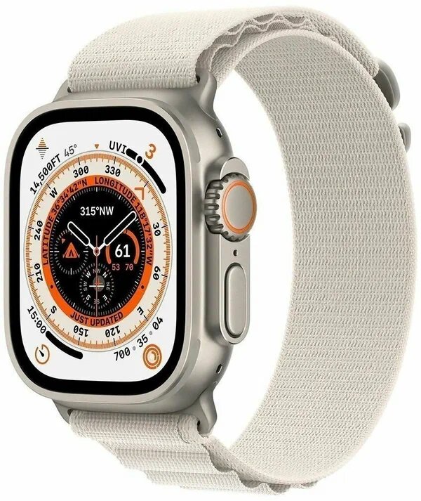 Тканевый ремешок для Apple Watch 42/44/45/49mm, series 1 2 3 4 5 6 7 8 /SE/SE 2022, Apple Watch Ultra (для эпл вотч) бежевый