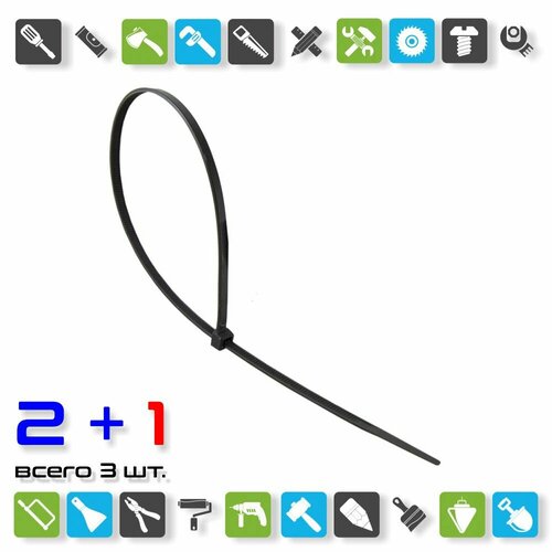 Хомут-стяжка Biber 123620 нейлоновый черный 36х200 мм уп100 шт x 3 упаковки 1164₽