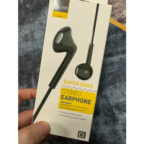 Проводные наушники капельки с микрофоном с басами Cokike C1 116 Дцб 130см 32 Ом разъем 35мм для старых телефонов магнитолы радио MP3-плее 588₽